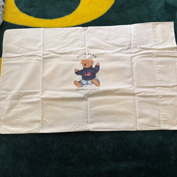 Ralph Lauren Polo Vtg Teddy Bear Blue Stripe Twin Comforter & 3 Pillow Cases - Picture 8 of 13